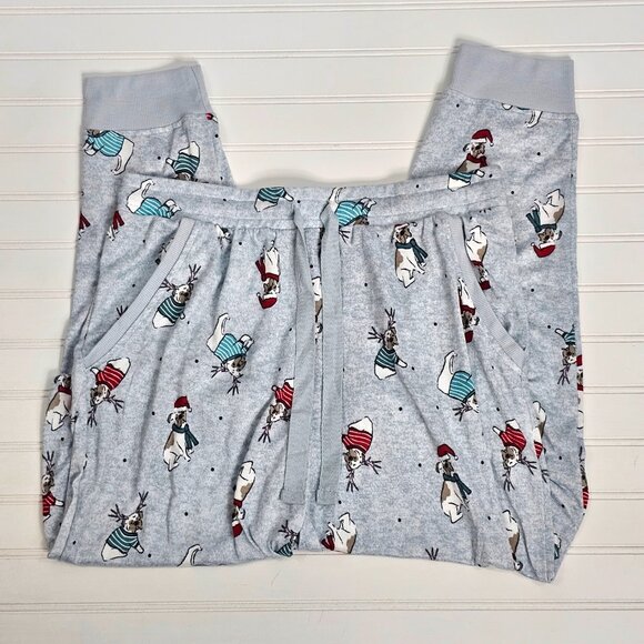 Jaclyn Grey Holiday Puppy Print Cloud Soft Pajama Pants Women's Size L NWT - Picture 2 of 11